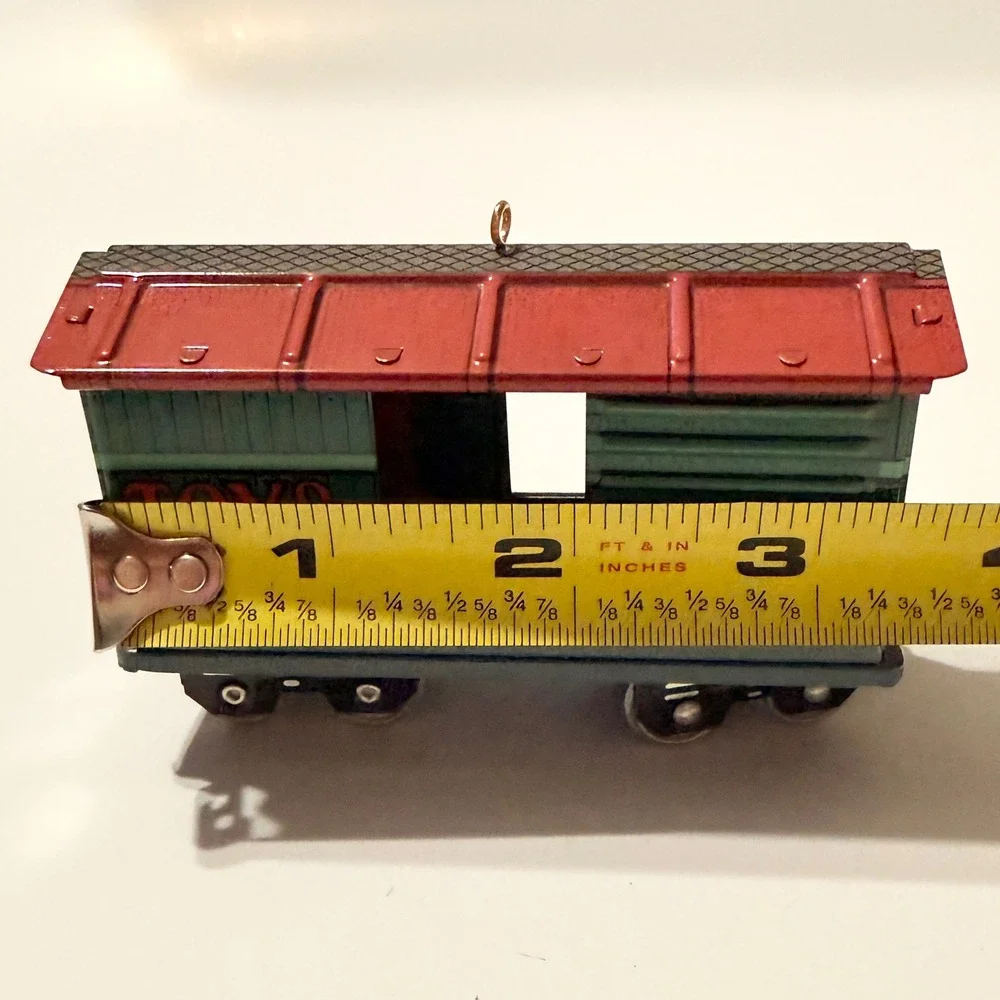 Hallmark Yuletide Central Train Ornament Set 1994-1997 Pressed Tin 4pc Boxed